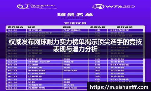 权威发布网球耐力实力榜单揭示顶尖选手的竞技表现与潜力分析